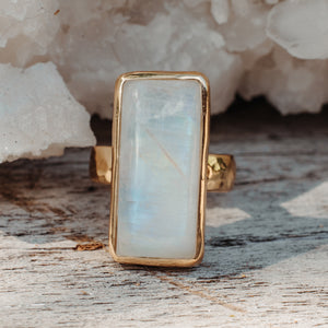 Rainbow Moonstone Ring