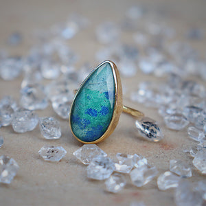 Azurite Crystal Elfin Ring