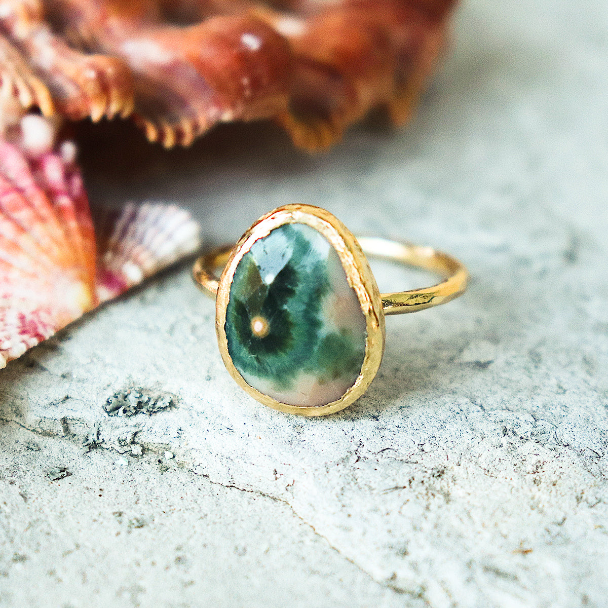 Ocean Jasper Elfin Ring