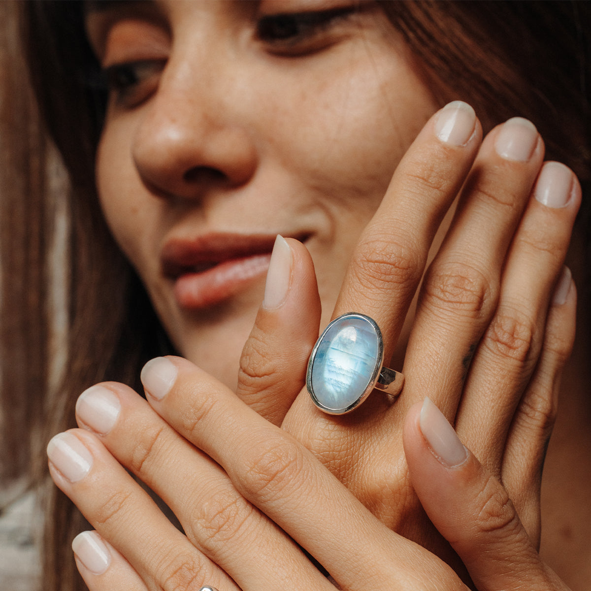 Rainbow Moonstone  Ring