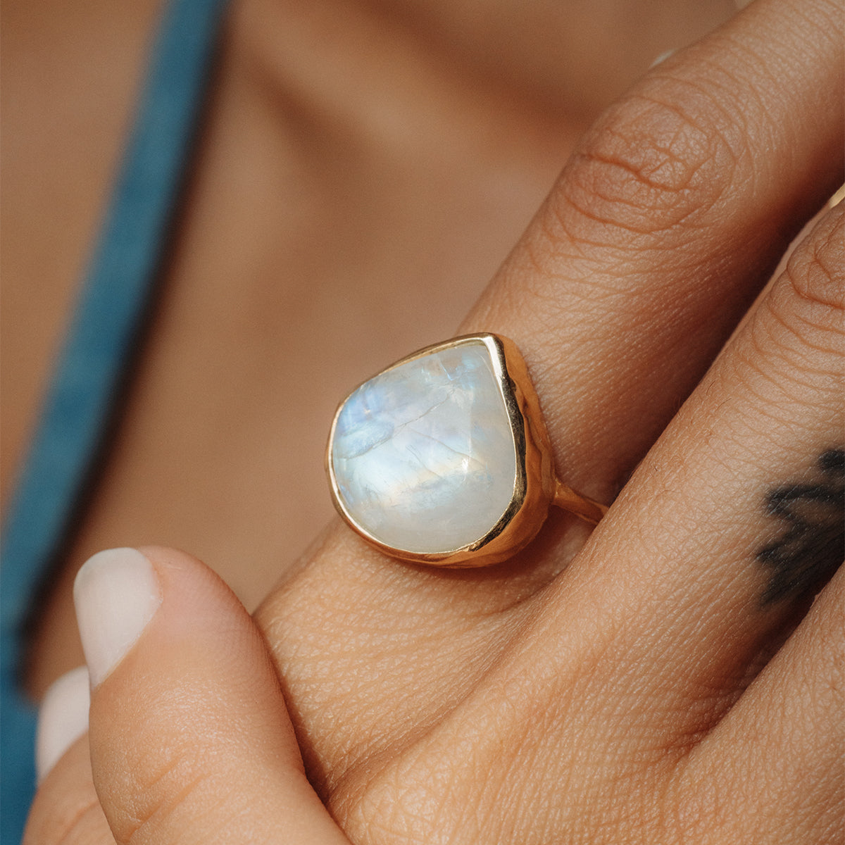 Rainbow Moonstone Elfin Ring