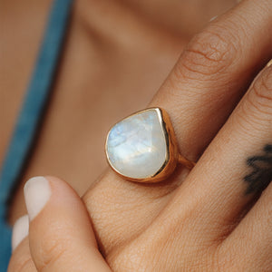 Rainbow Moonstone Elfin Ring