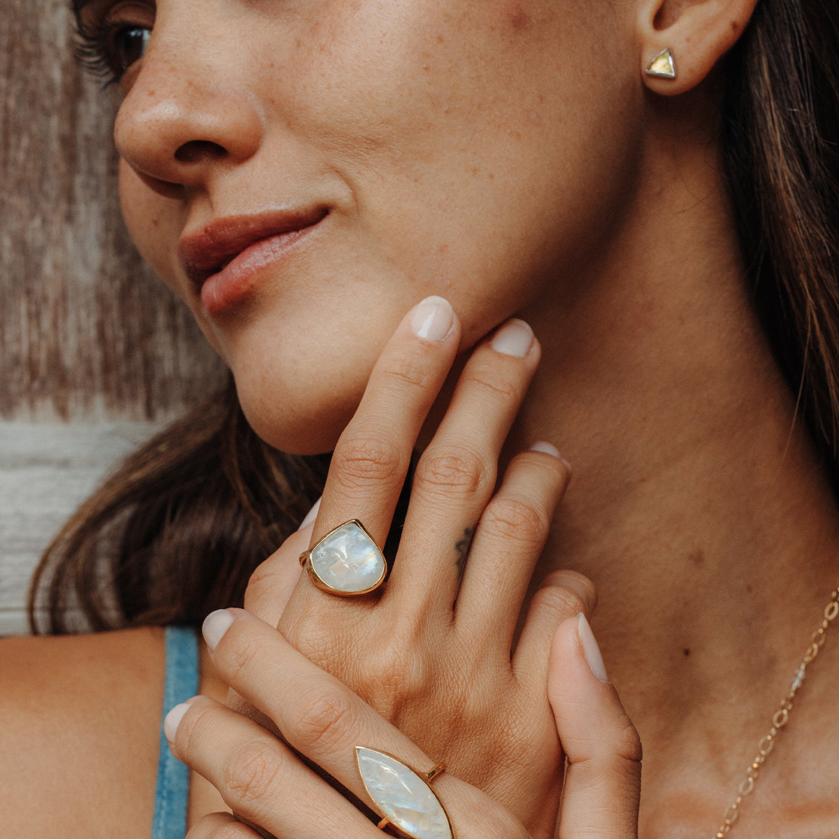 Rainbow Moonstone Elfin Ring