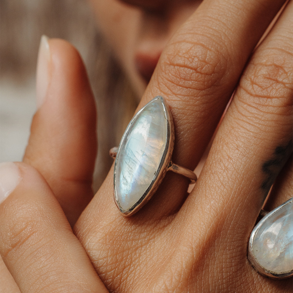 Rainbow Moonstone Elfin Ring