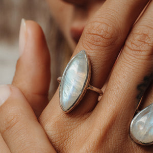 Rainbow Moonstone Elfin Ring