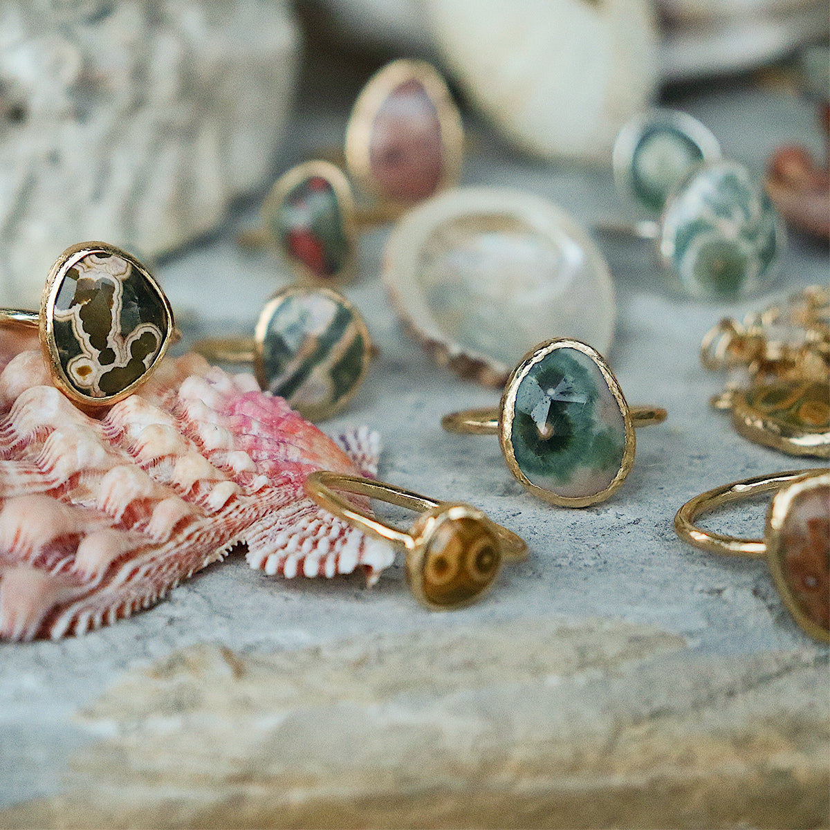 Ocean Jasper Elfin Ring