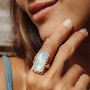 Rainbow Moonstone Ring