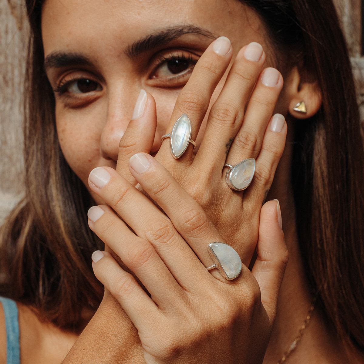 Rainbow Moonstone Elfin Ring