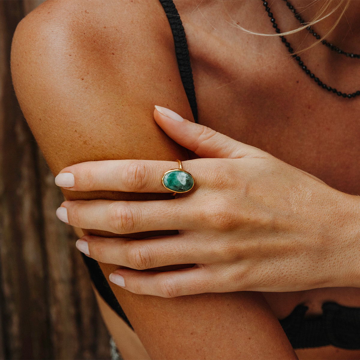 Emerald Quartz Elfin Ring