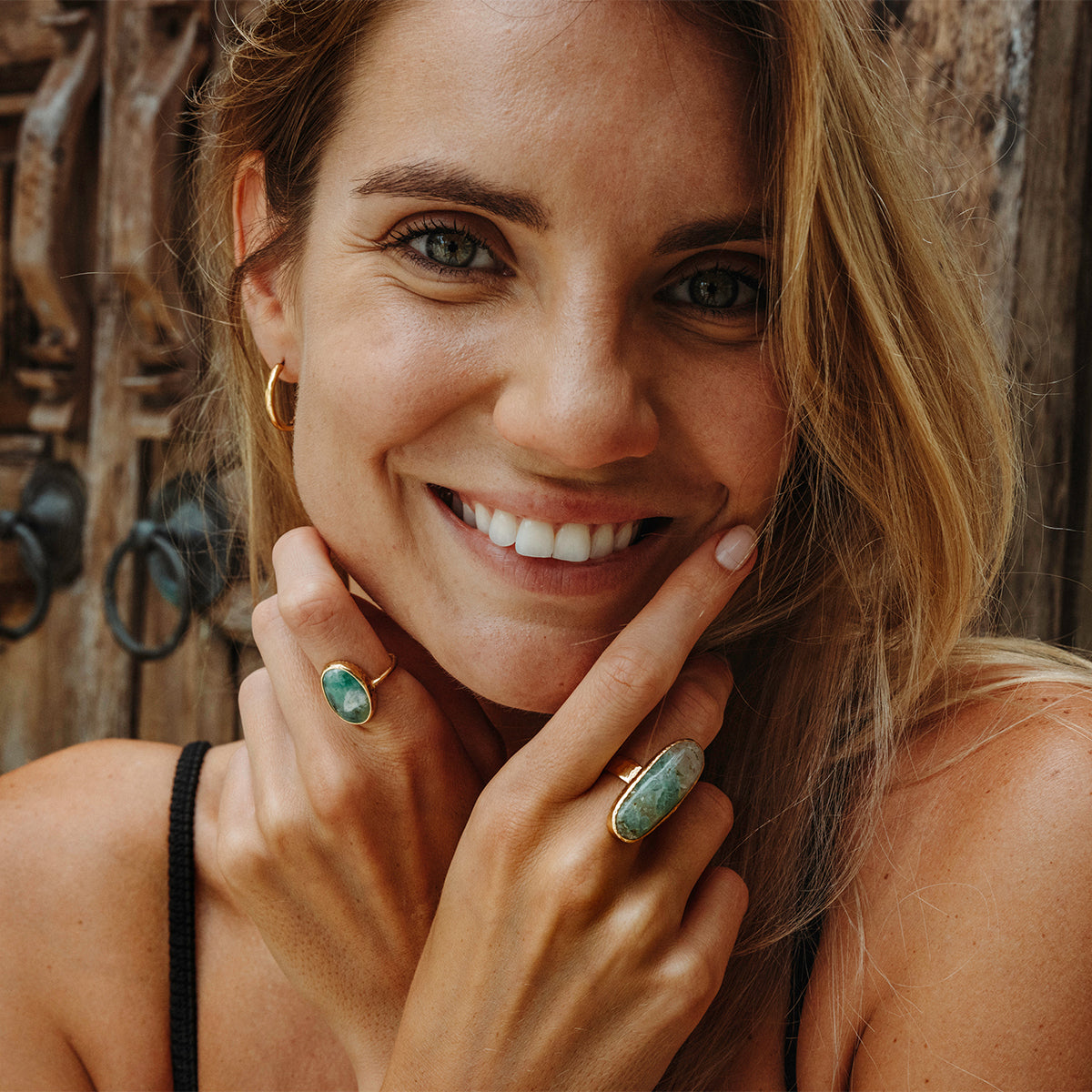 Emerald Quartz Elfin Ring