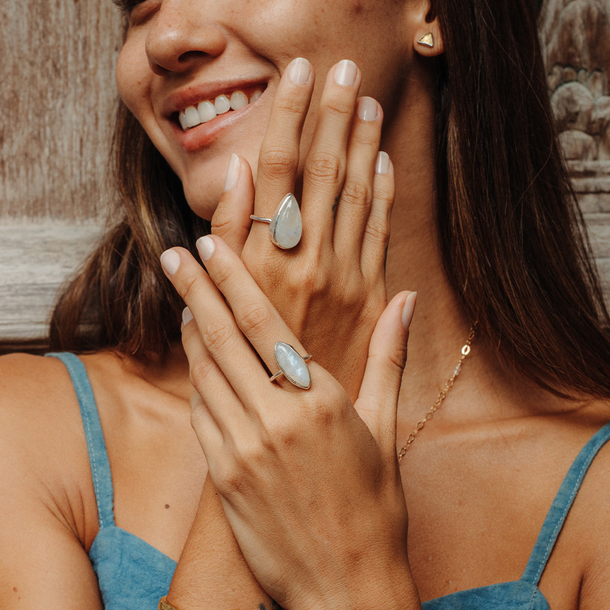 Rainbow Moonstone Elfin Ring