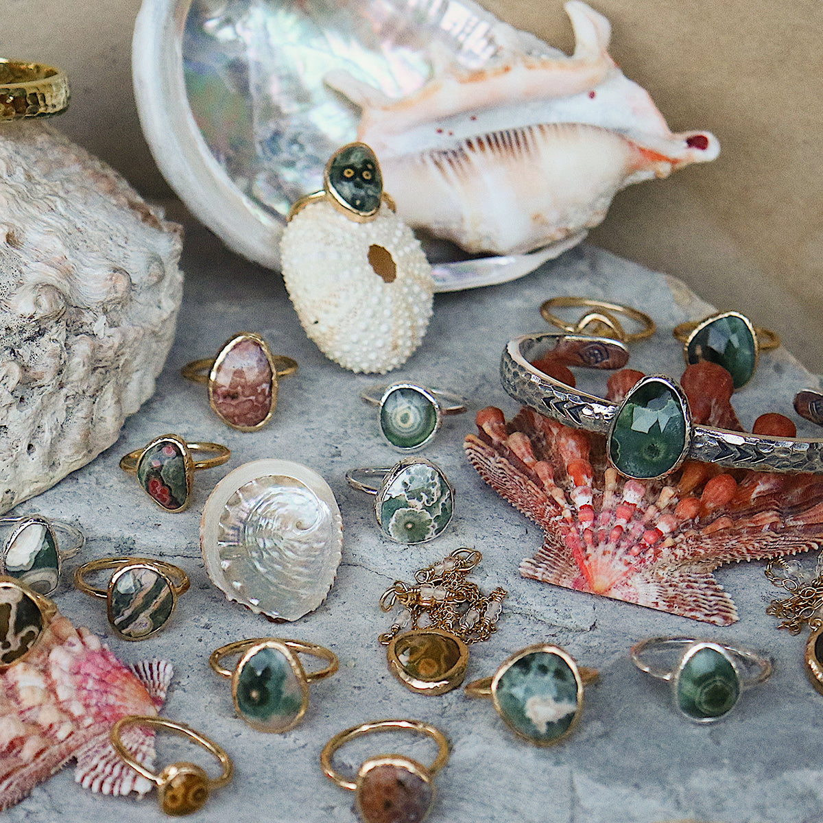 Ocean Jasper Elfin Ring