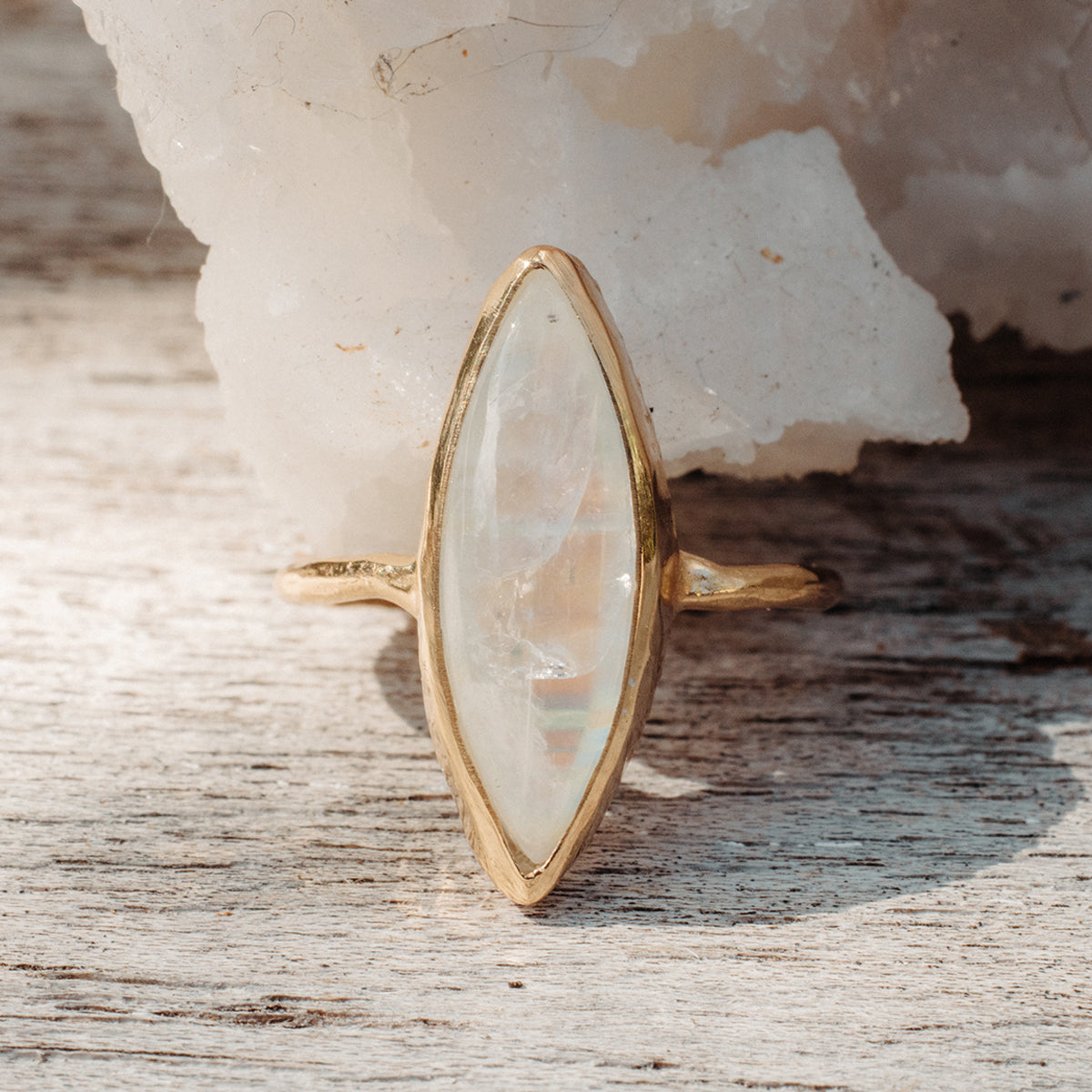 Rainbow Moonstone Elfin Ring