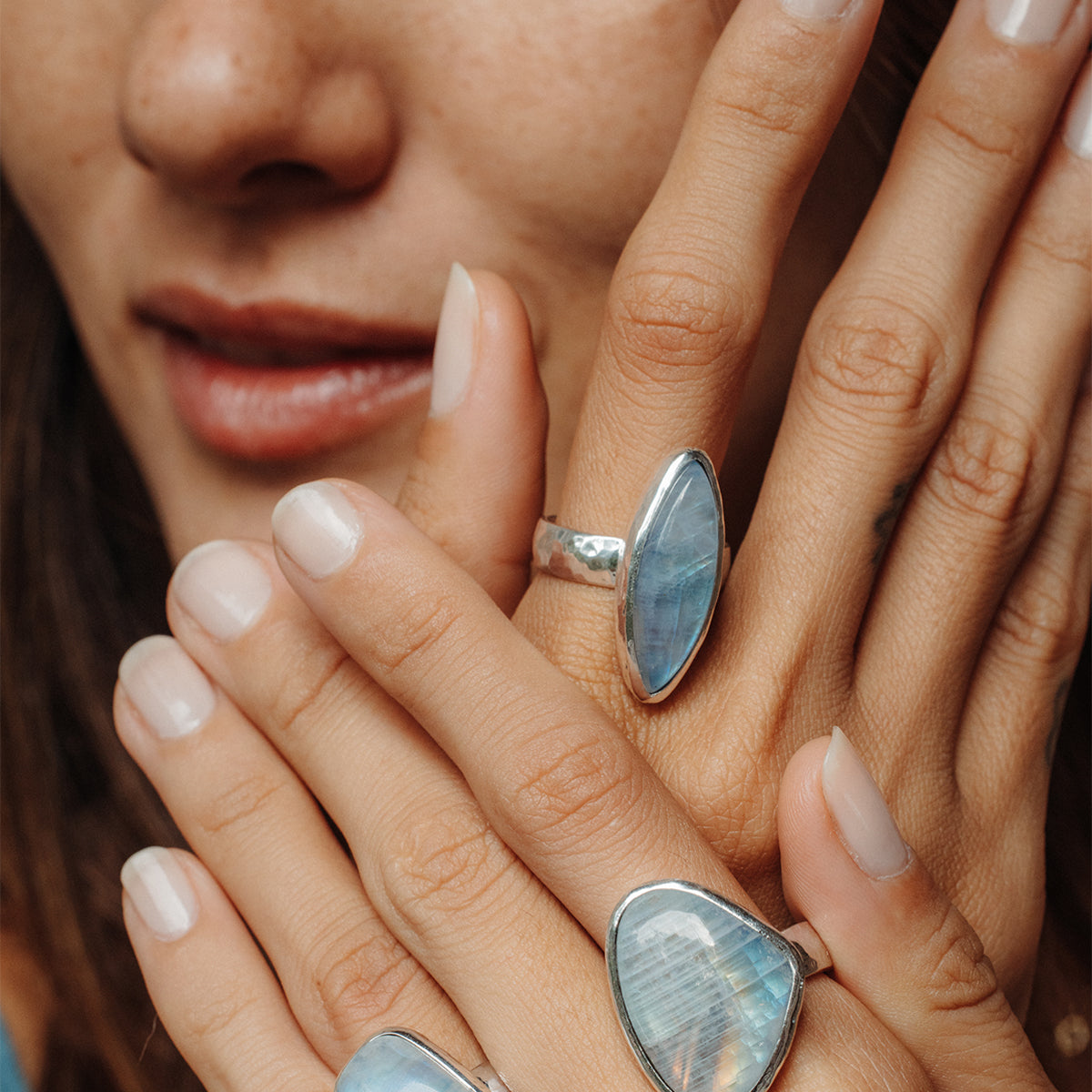 Rainbow Moonstone  Ring