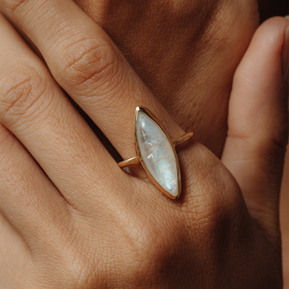 Rainbow Moonstone Elfin Ring