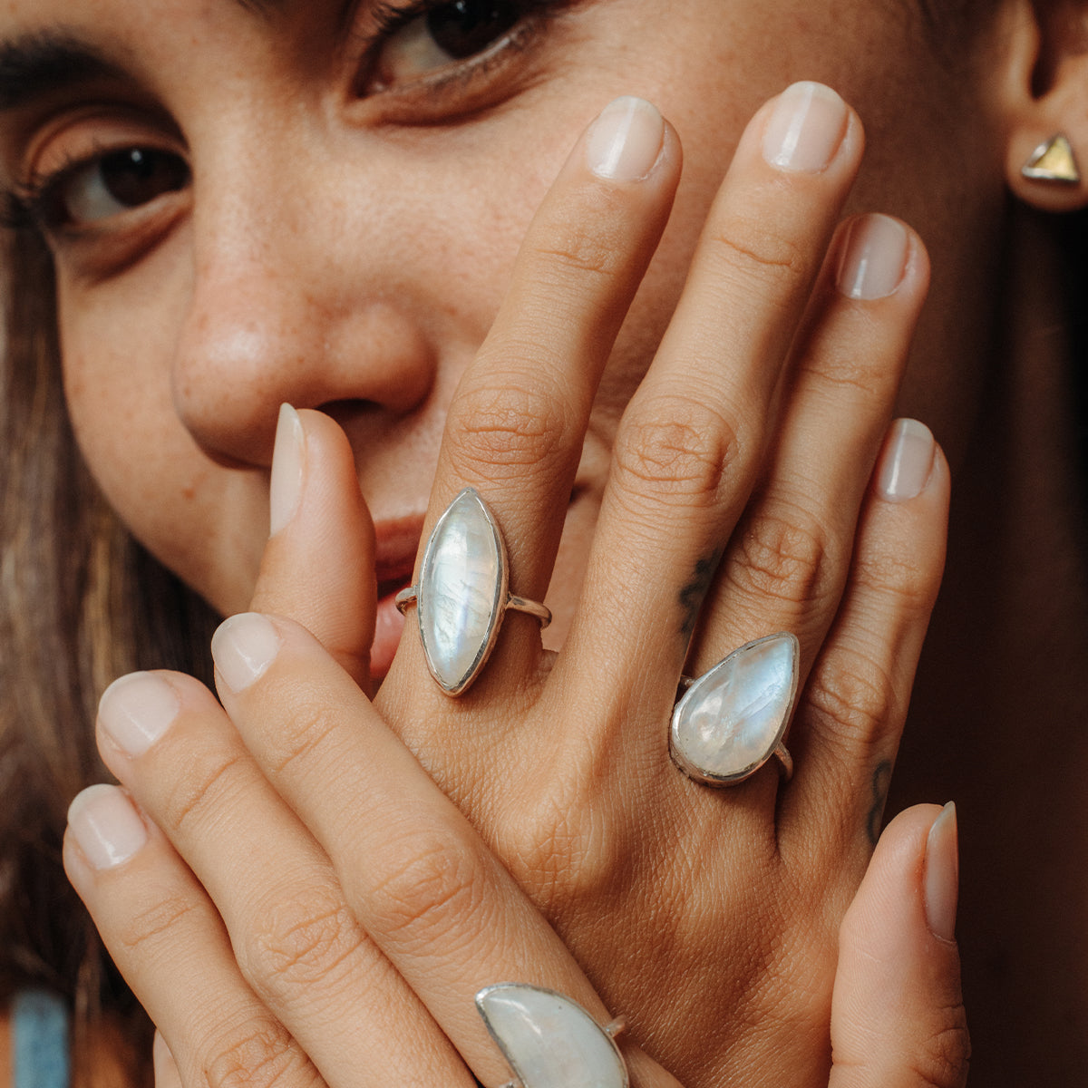 Rainbow Moonstone Elfin Ring
