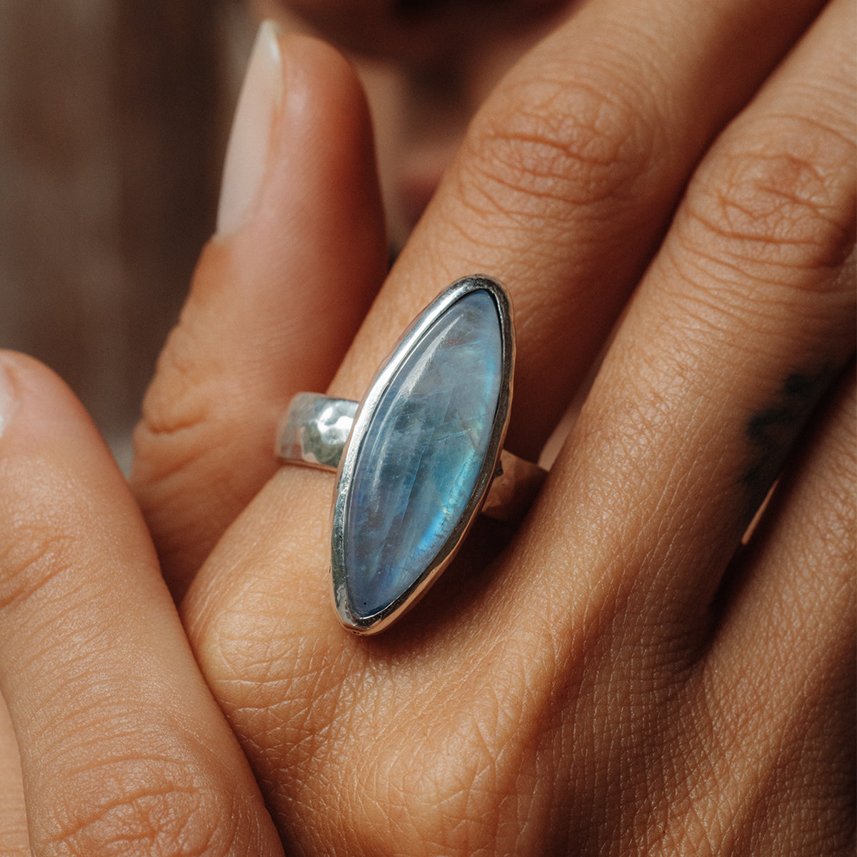 Rainbow Moonstone  Ring