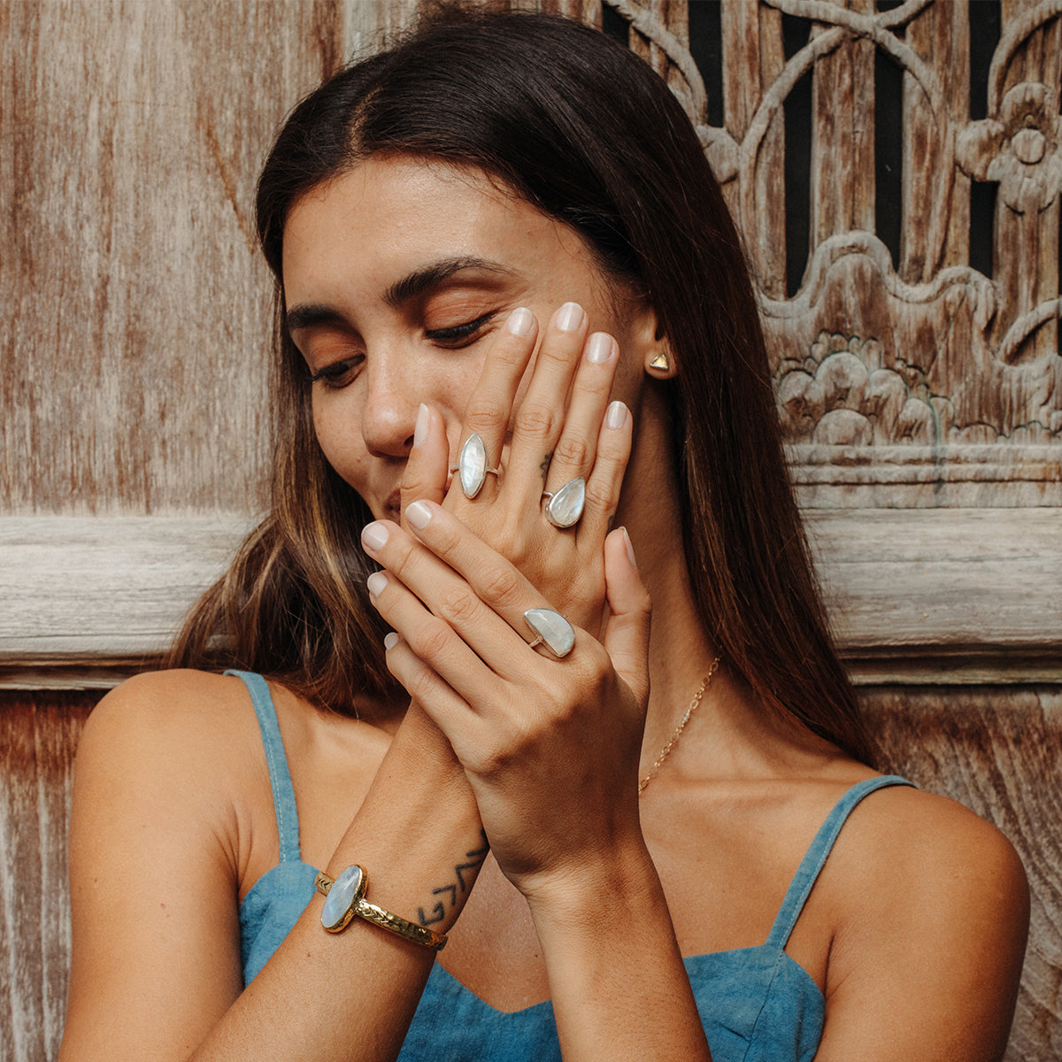 Rainbow Moonstone Elfin Ring