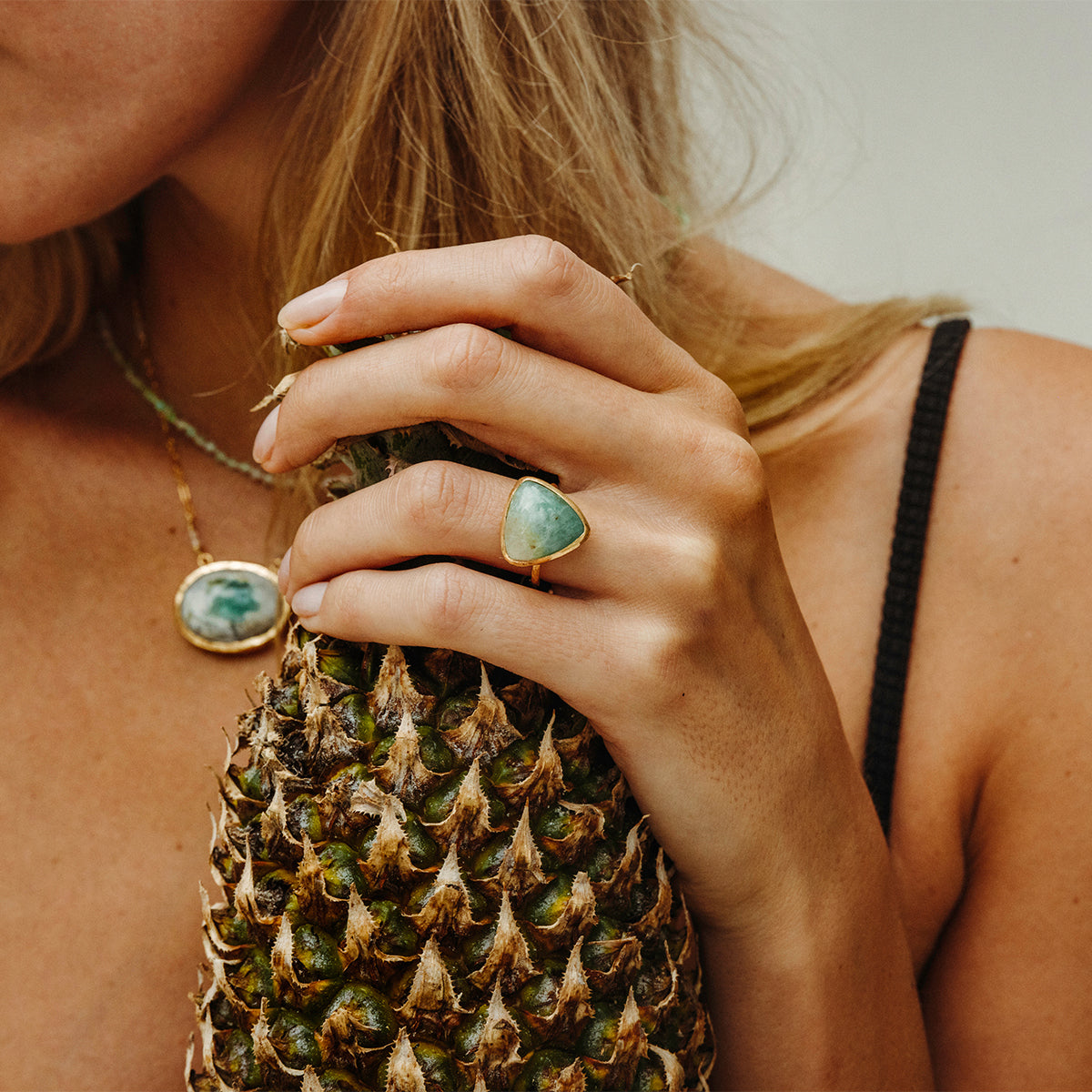 Emerald Quartz Elfin Ring