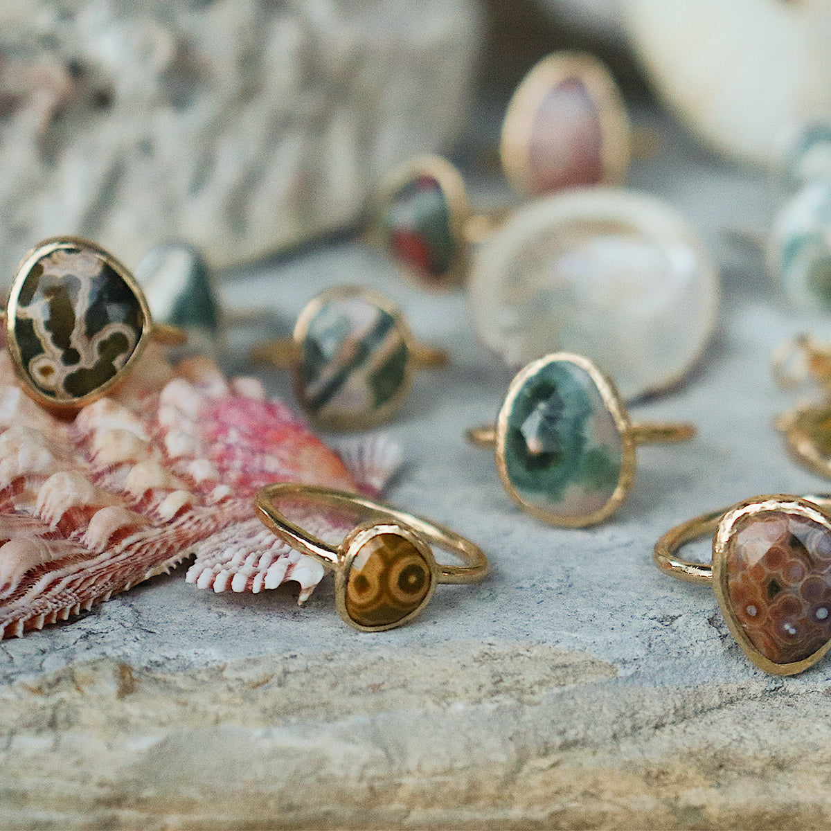Ocean Jasper Elfin Ring