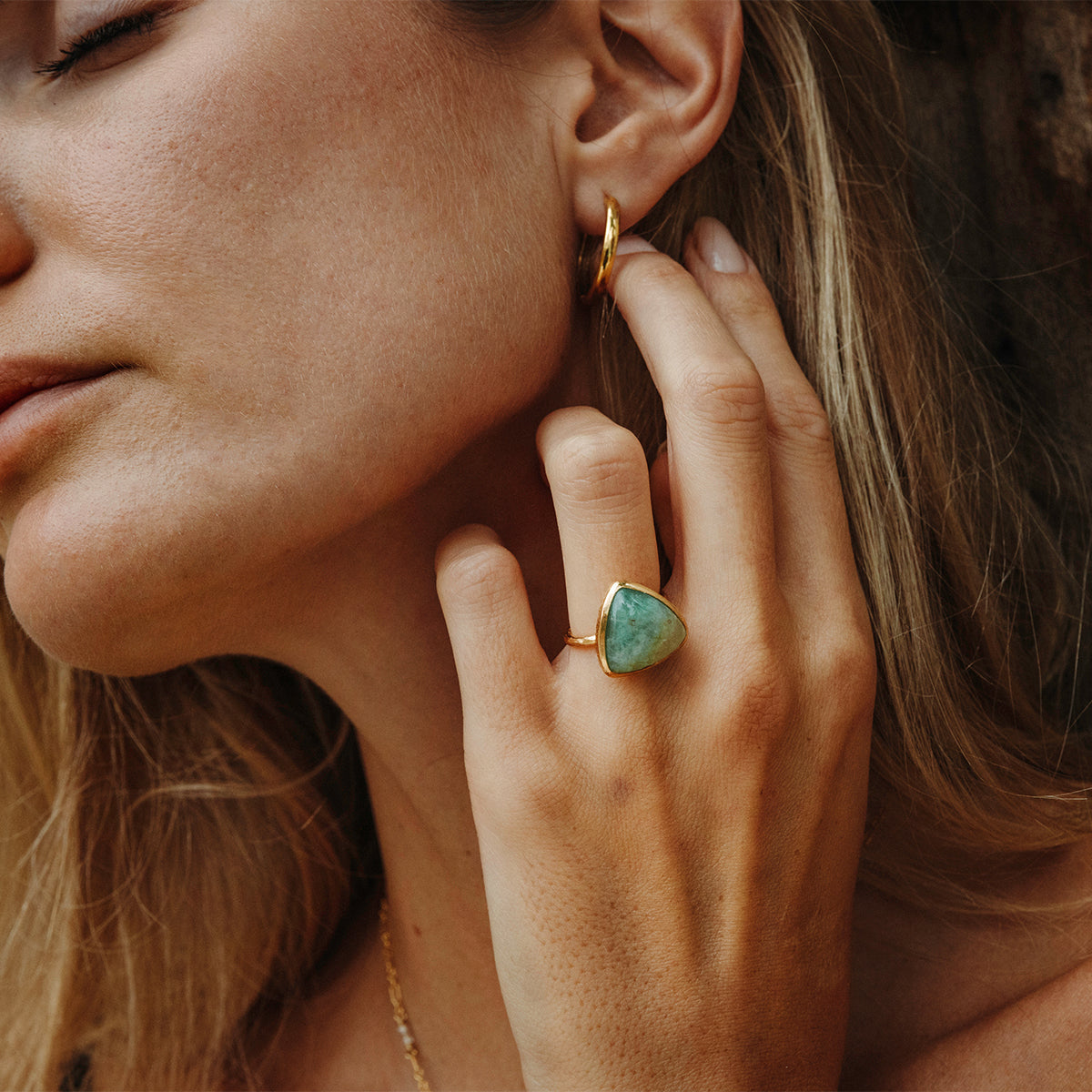 Emerald Quartz Elfin Ring