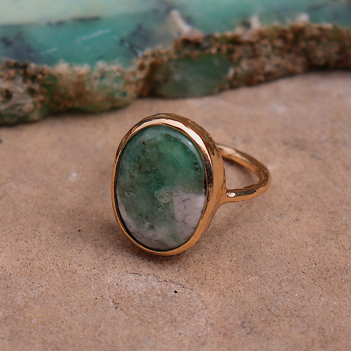 Emerald Quartz Elfin Ring