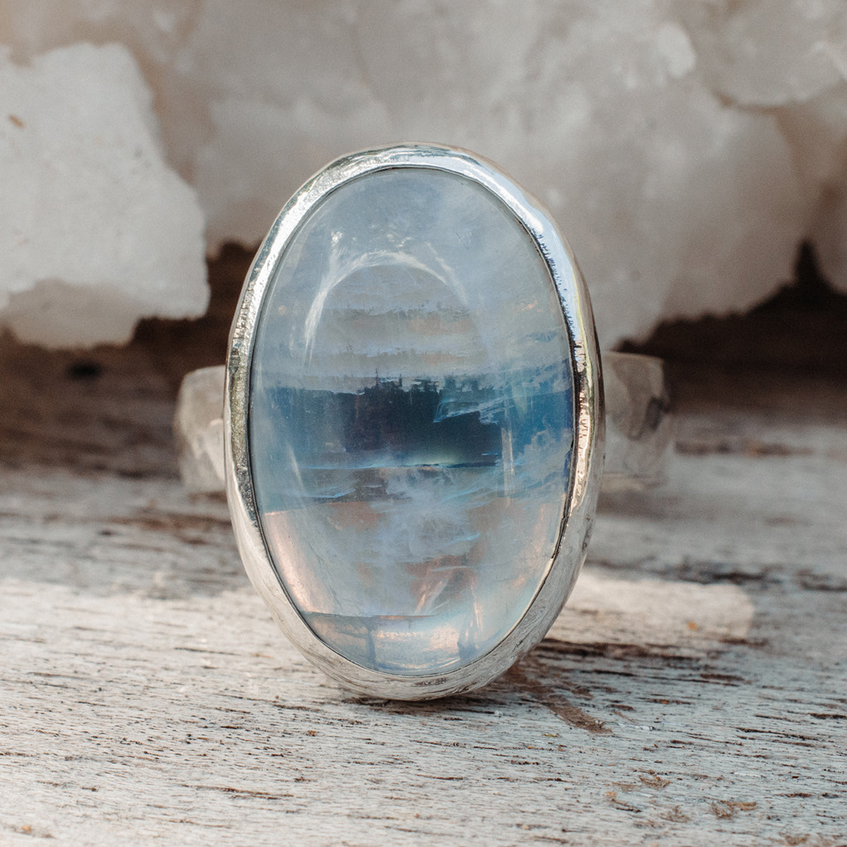 Rainbow Moonstone  Ring