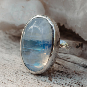 Rainbow Moonstone  Ring