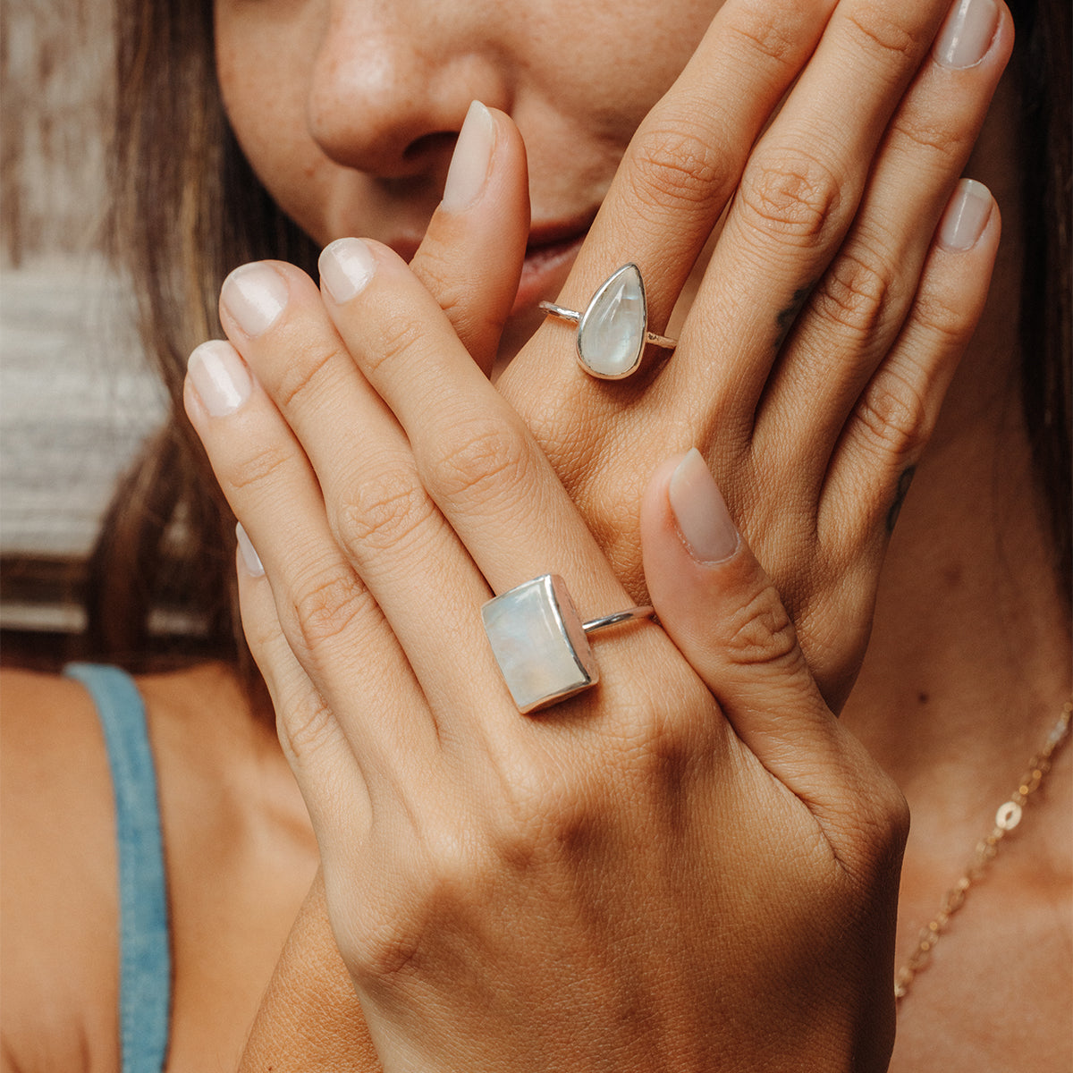 Rainbow Moonstone Elfin Ring