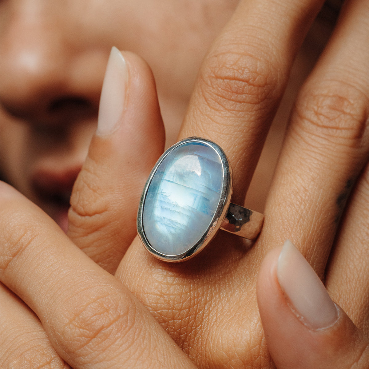 Rainbow Moonstone  Ring