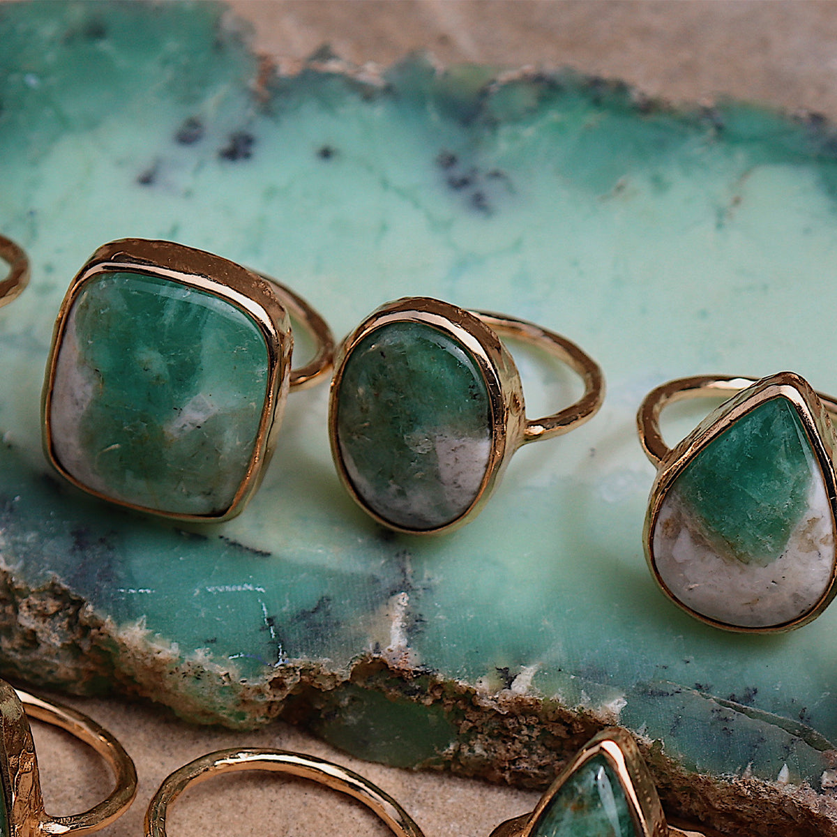 Emerald Quartz Elfin Ring