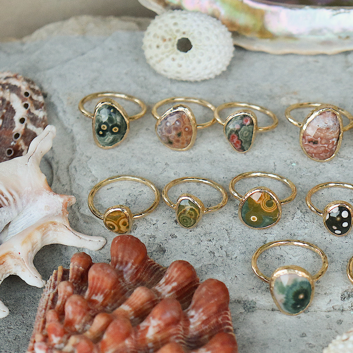 Ocean Jasper Elfin Ring