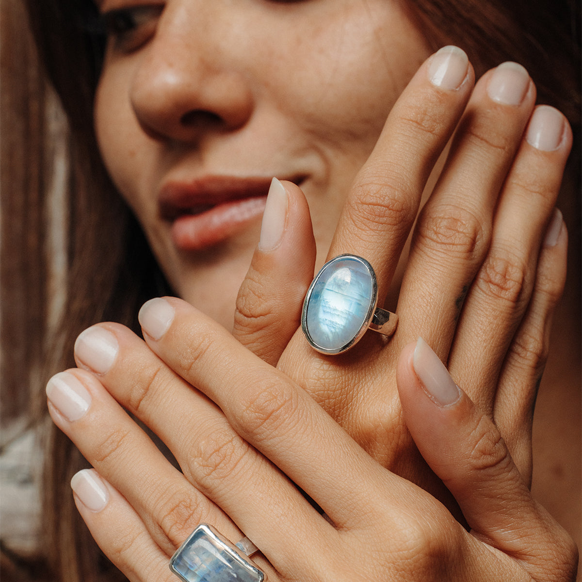 Rainbow Moonstone  Ring