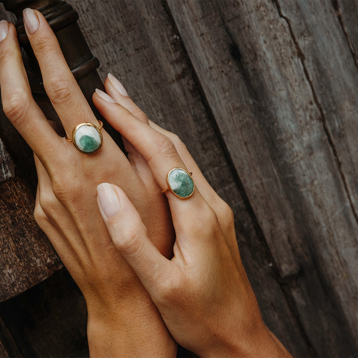 Emerald Quartz Elfin Ring