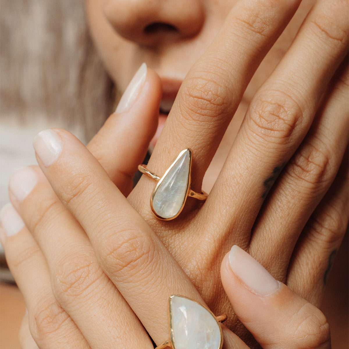 Rainbow Moonstone Elfin Ring
