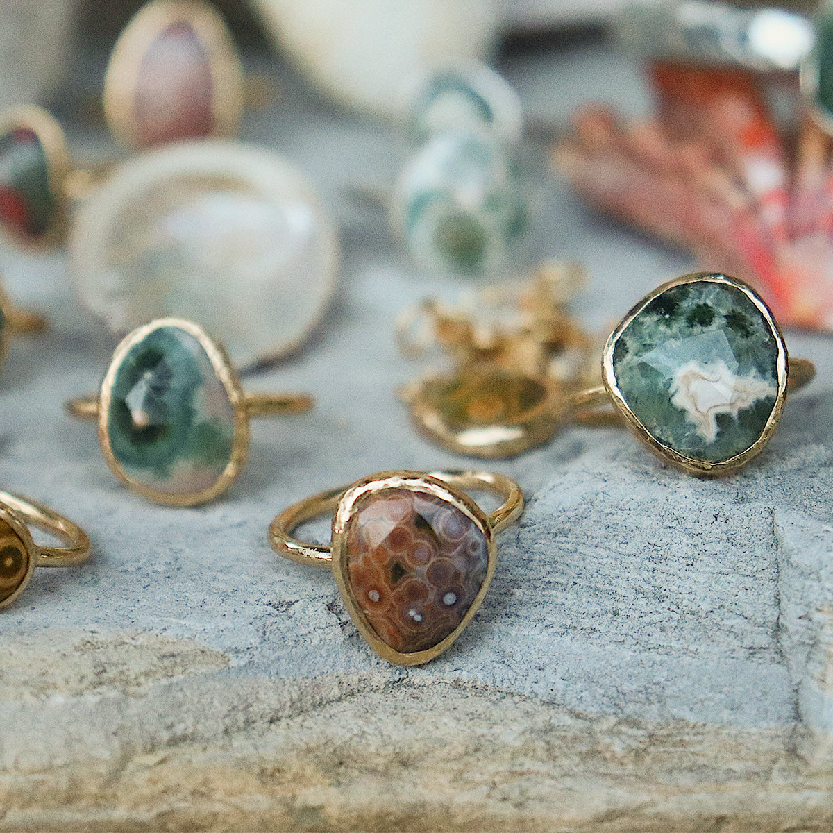 Ocean Jasper Elfin Ring