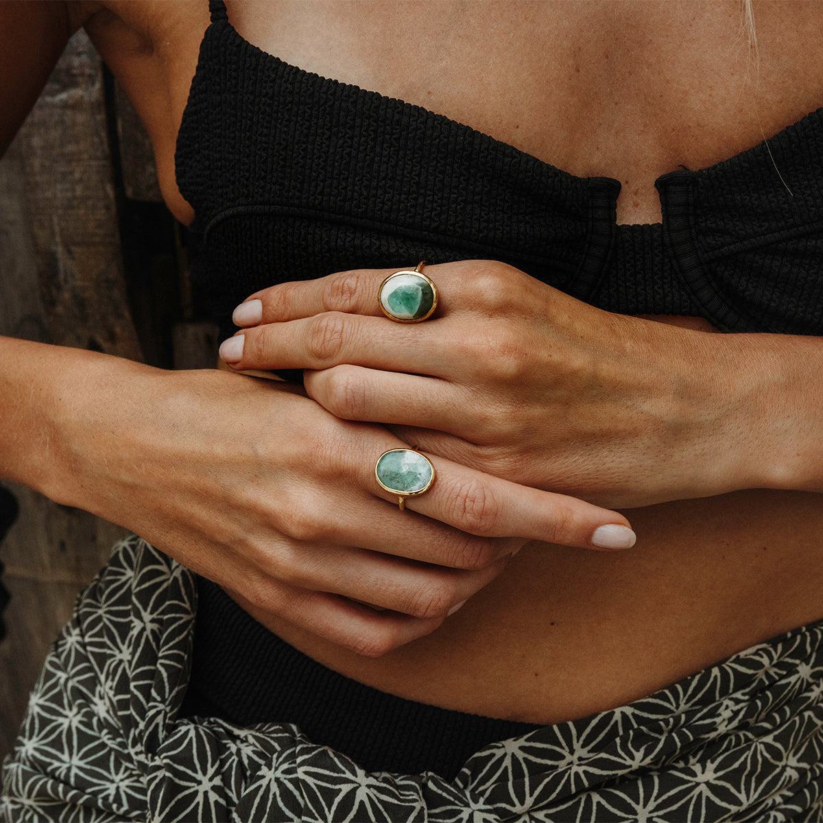 Emerald Quartz Elfin Ring