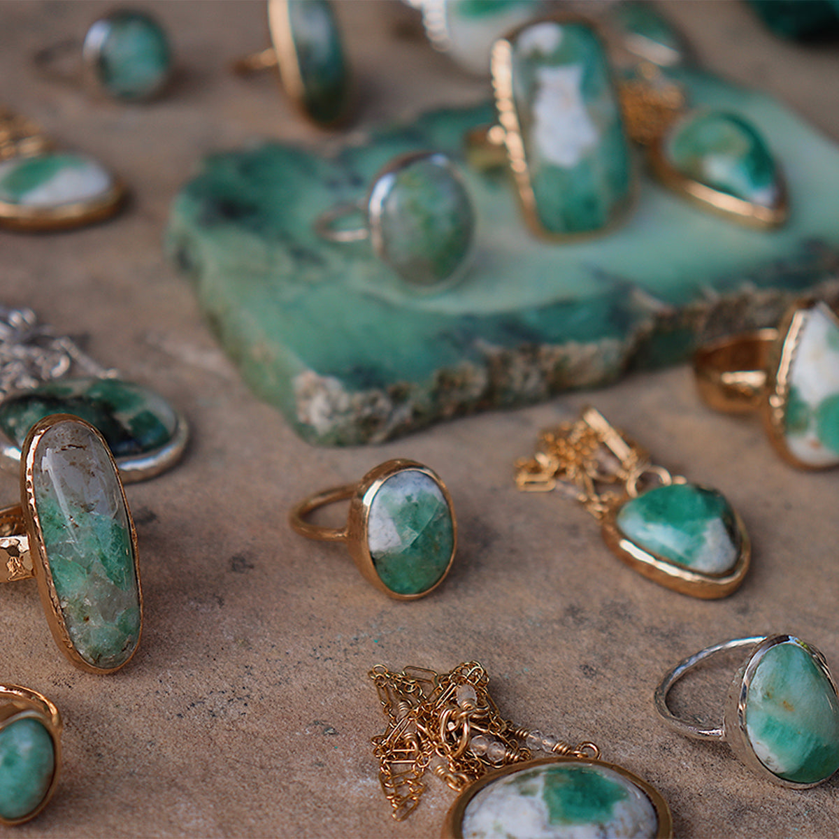 Emerald Quartz Elfin Ring