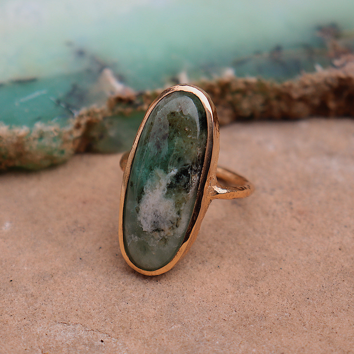 Emerald Quartz Elfin Ring