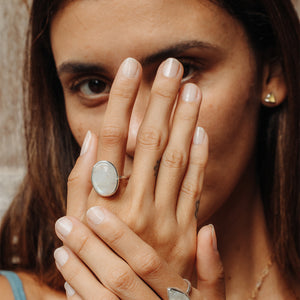 Rainbow Moonstone Elfin Ring