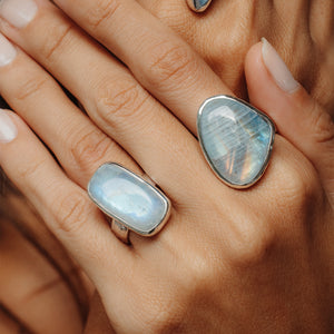 Rainbow Moonstone  Ring