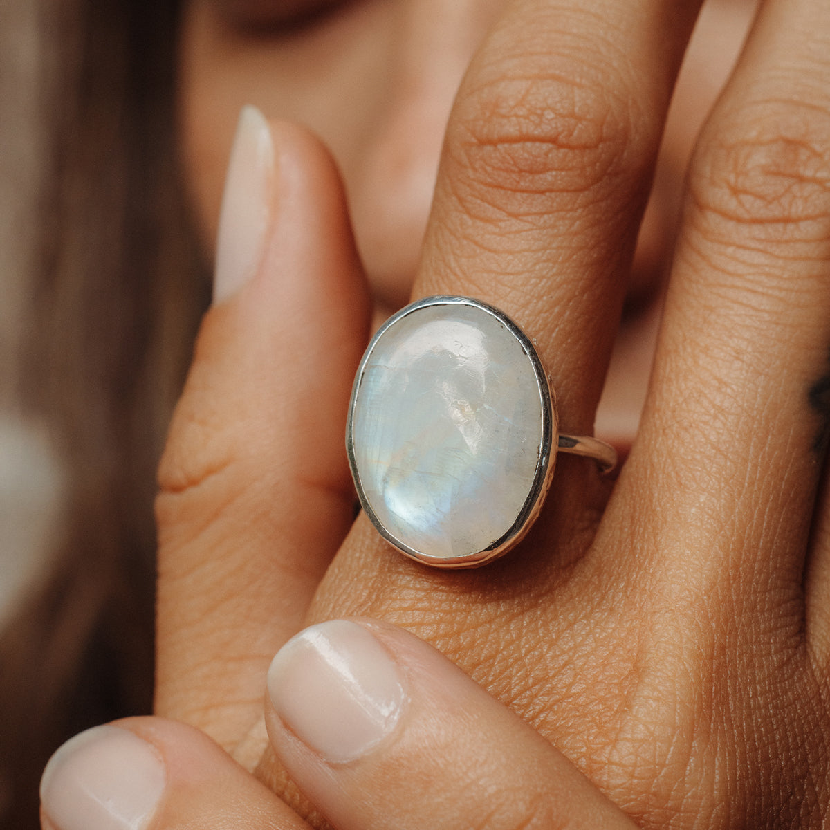 Rainbow Moonstone Elfin Ring