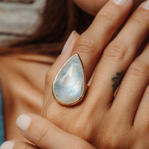 Rainbow Moonstone Ring