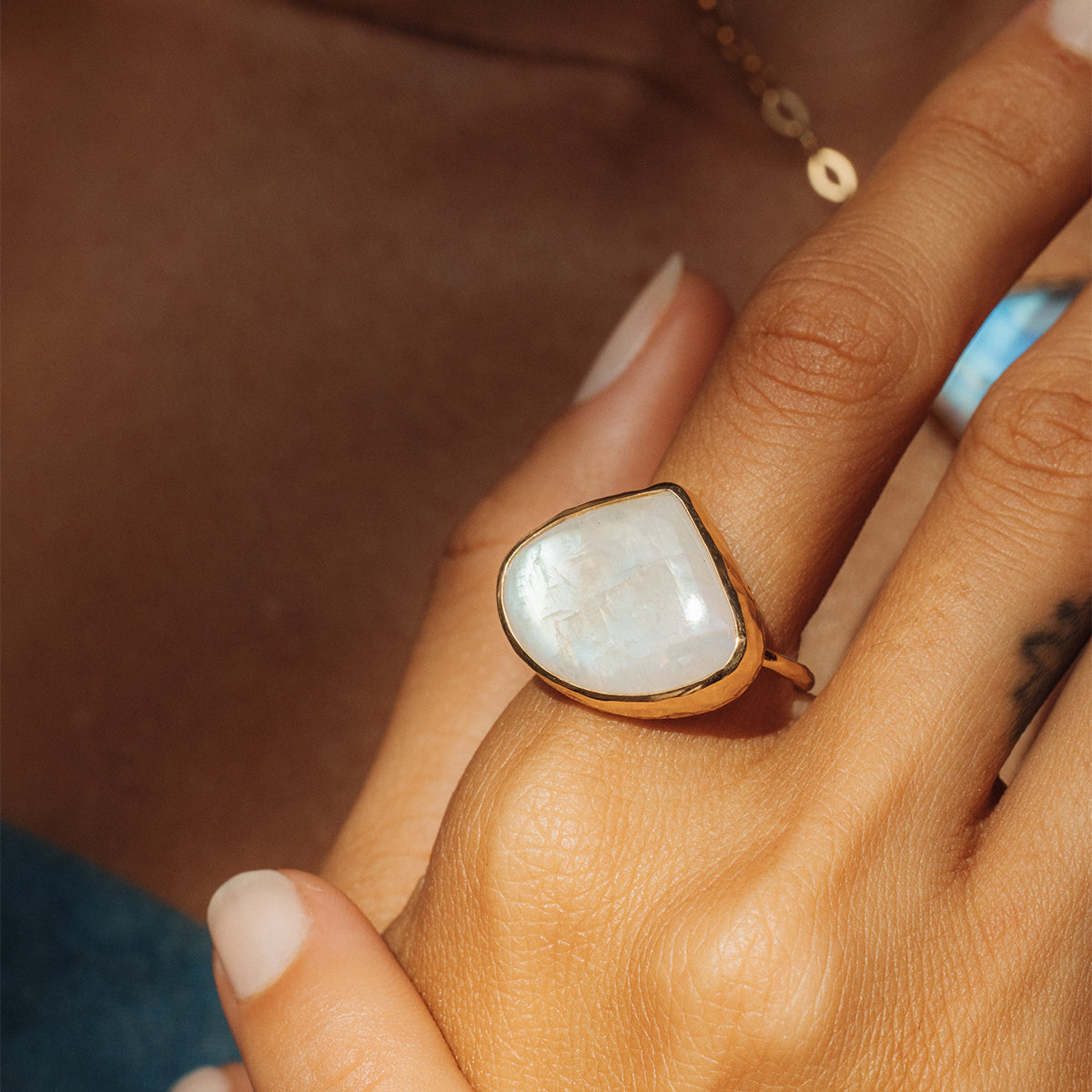 Rainbow Moonstone Elfin Ring