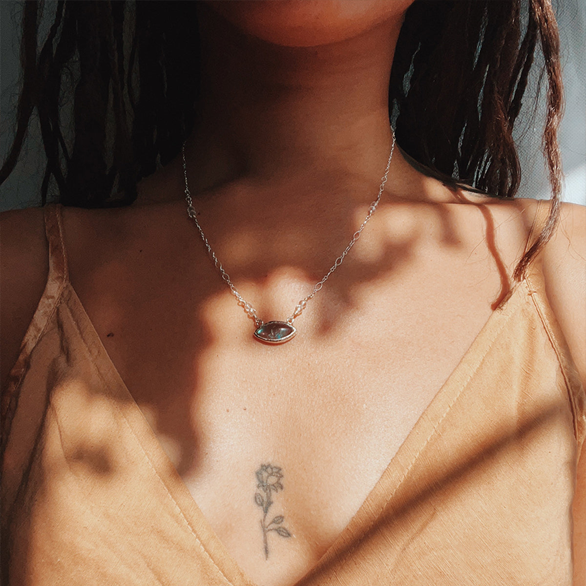 Labradorite Necklace || Diamond