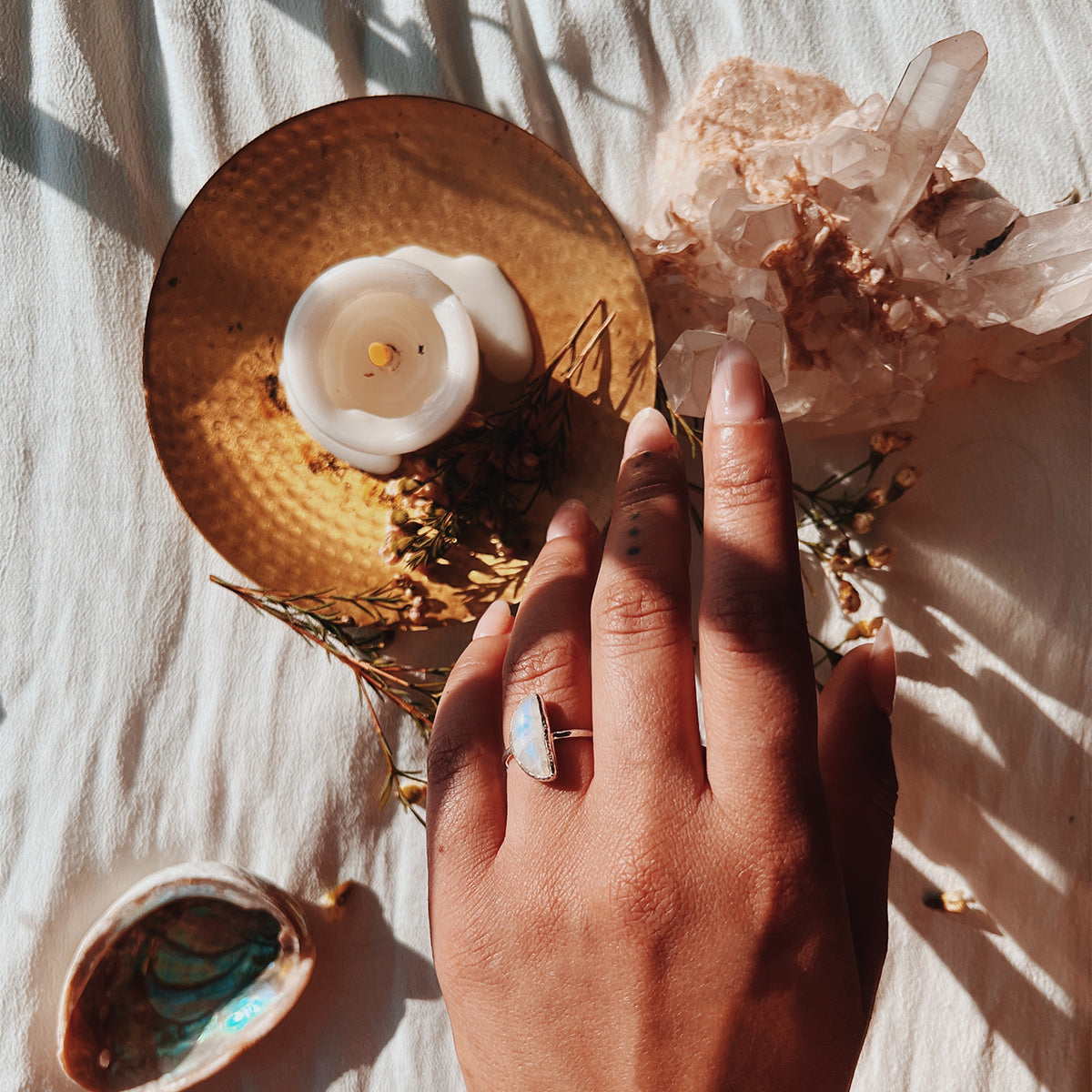 Moonstone Elfin Ring ||  half moon