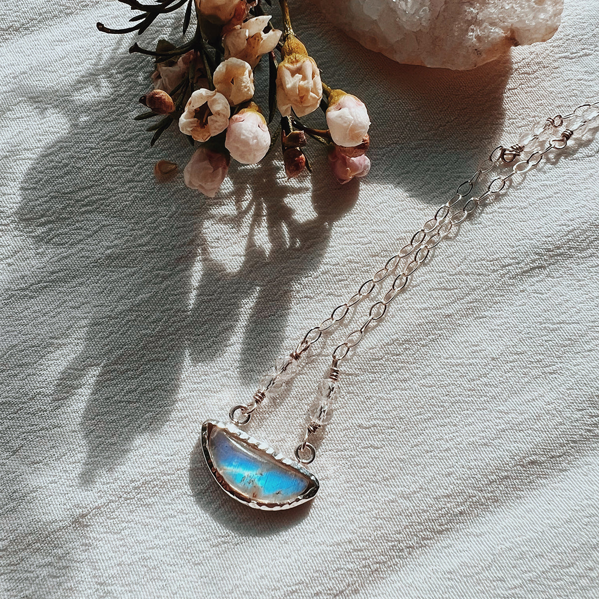 Moonstone Necklace || half moon - Bahgsu