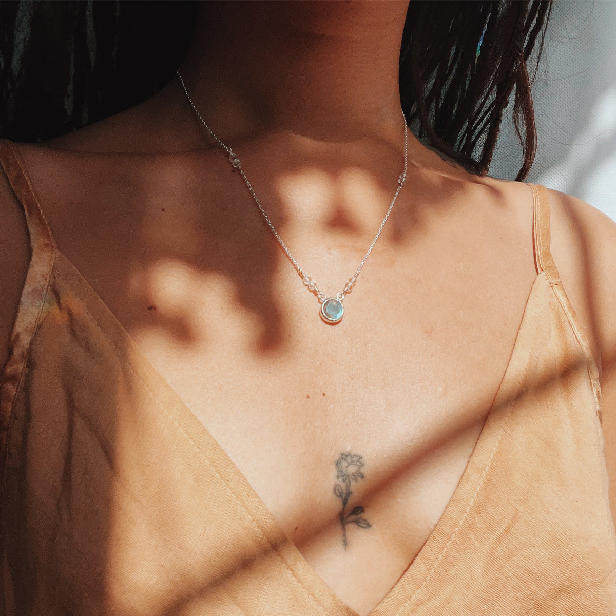 Labradorite Necklace || faceted Circle