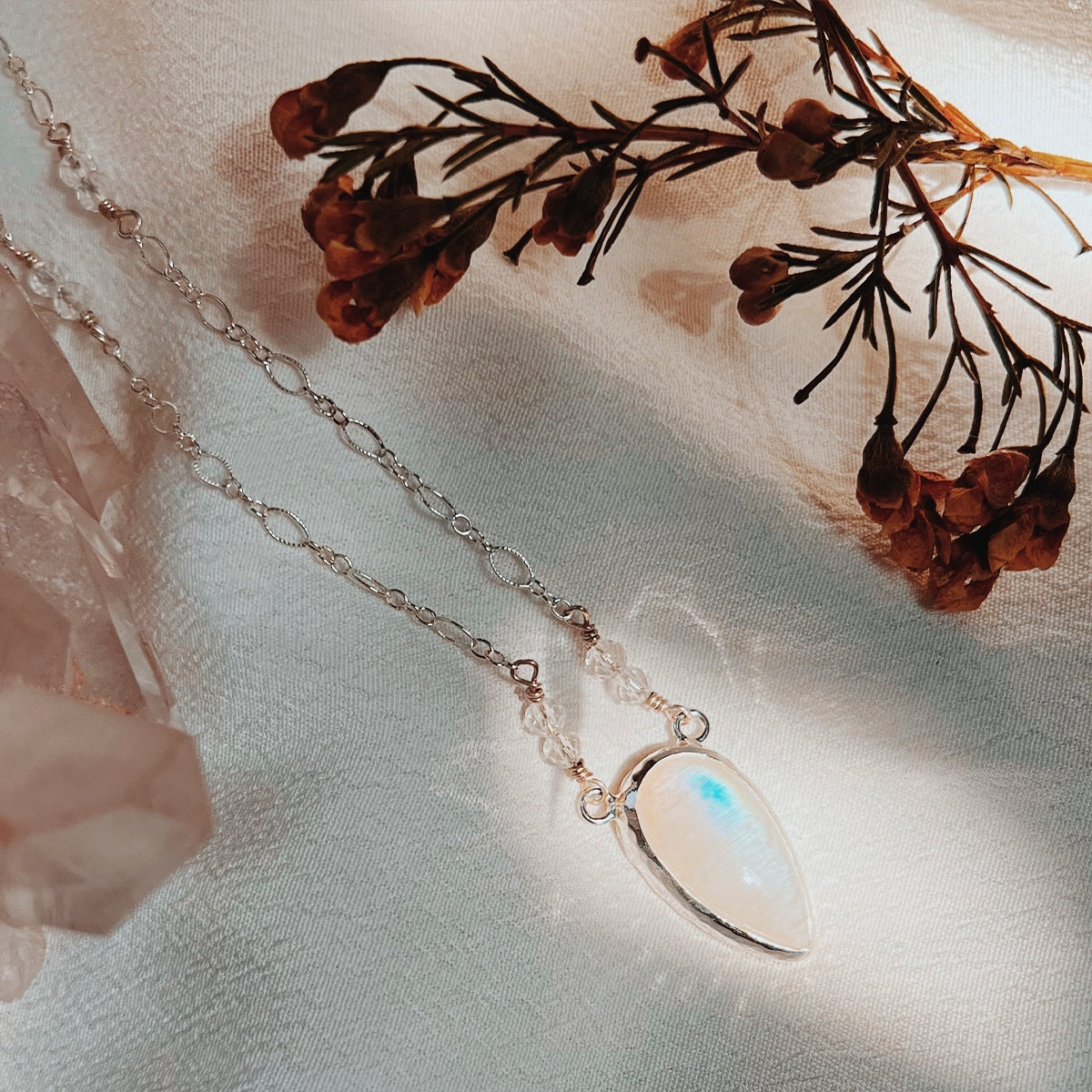 Moonstone Necklace || slim tear