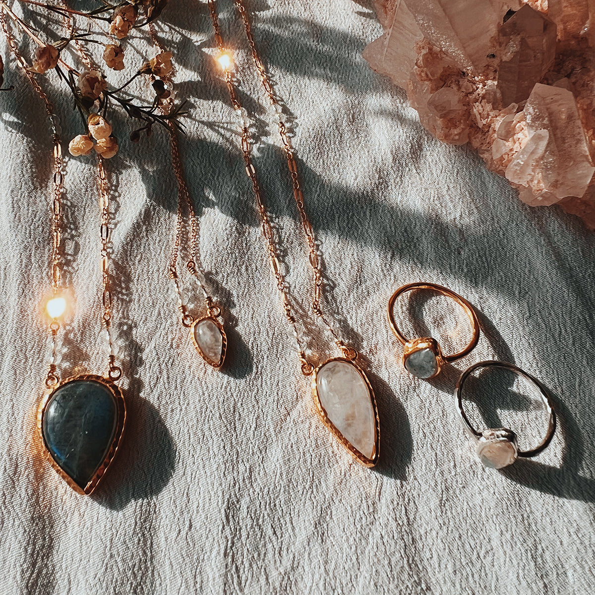 Moonstone Necklace || slim tear